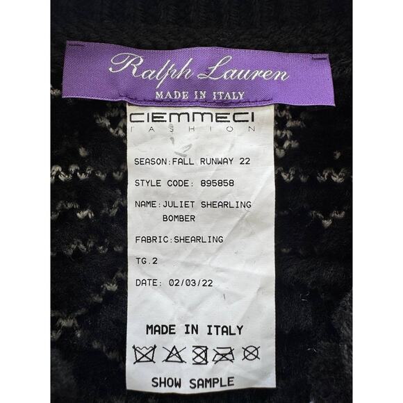 Very Rare Ralph Lauren Purple Label Juliet Shearling Bomber - Picture 6 of 7